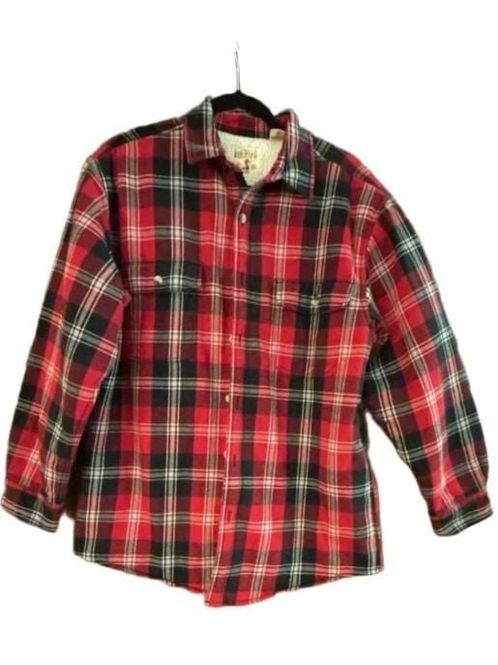 RedHead Brand Co. Sherpa Lined Flannel Shirt Jacket Red Black Plaid Men's Size L